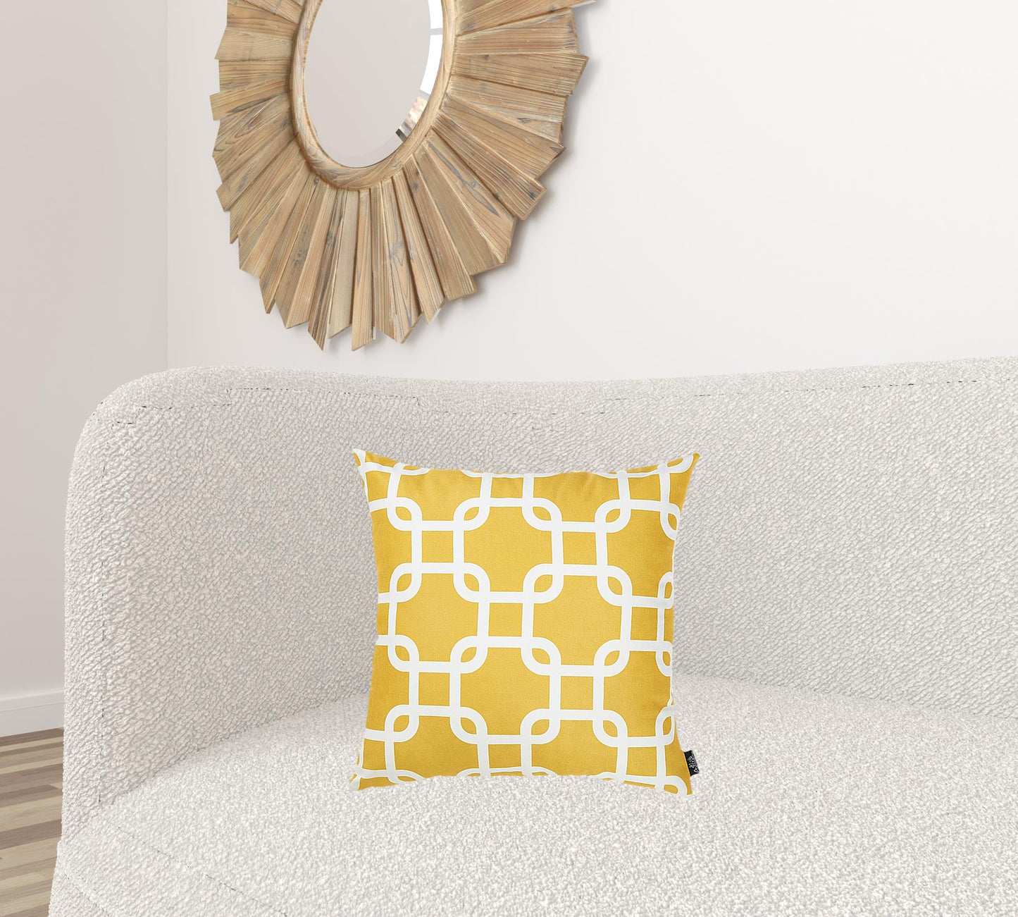 Yellow And White Lattice Decorative Throw Pillow Cover