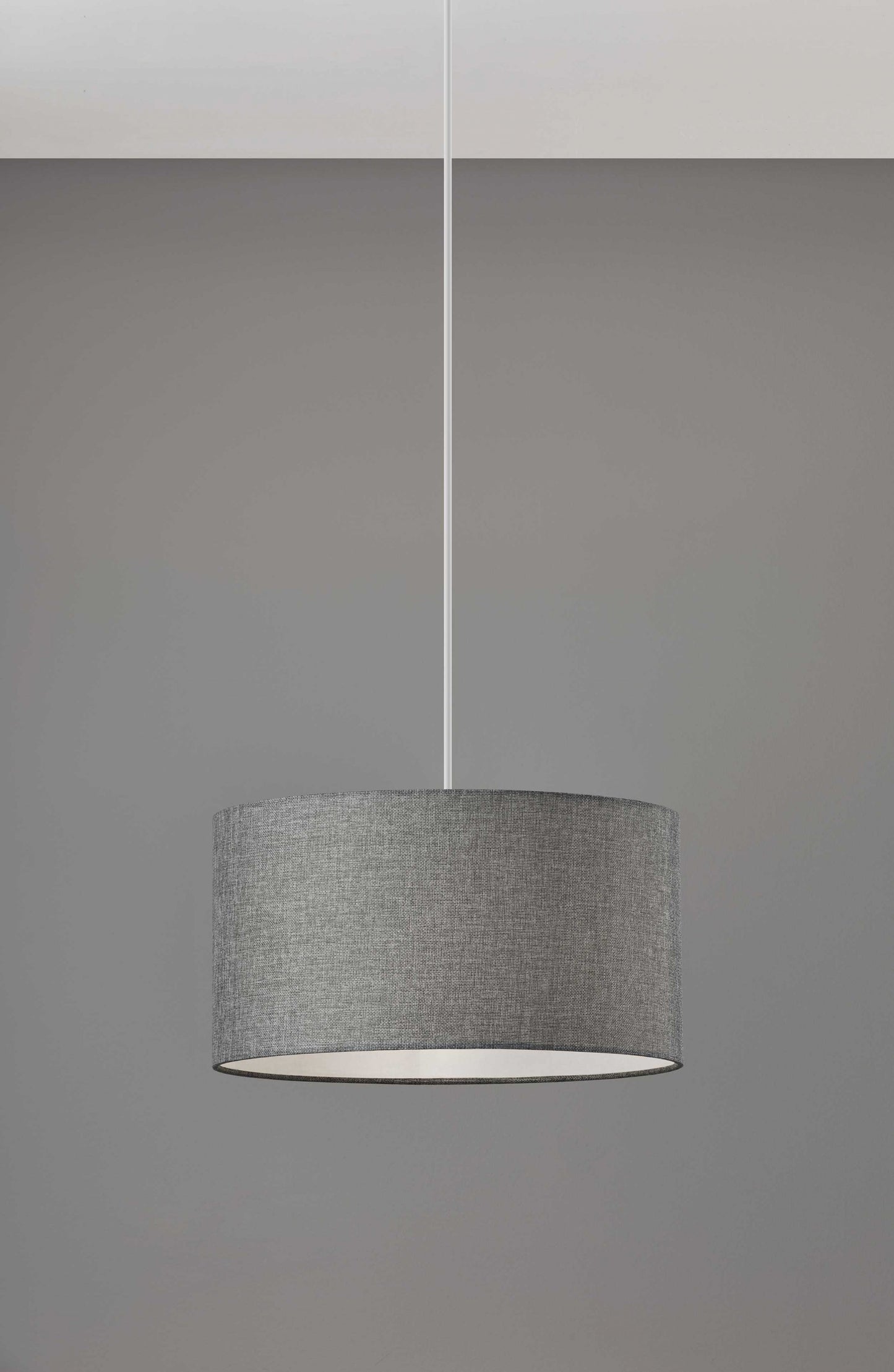 White Fabric Sleek Drum Pendant Lamp