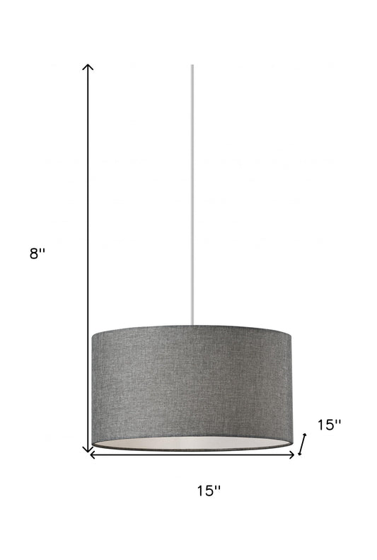 White Fabric Sleek Drum Pendant Lamp