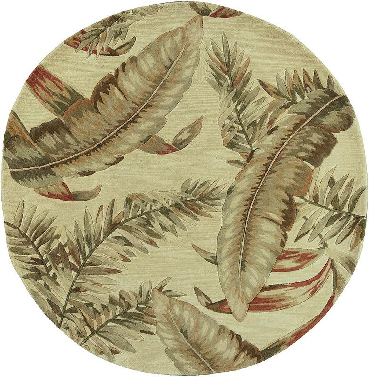 10' Ivory Hand Tufted Tropical Leaves Indoor Runner Rug