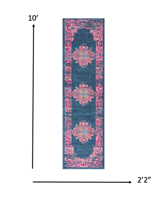 10' Blue Dhurrie Runner Rug