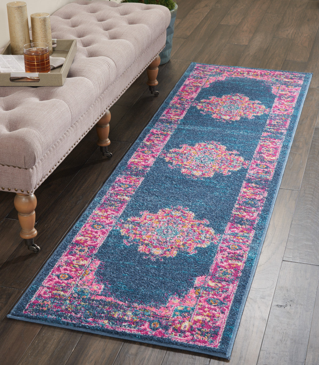 10' Blue Dhurrie Runner Rug