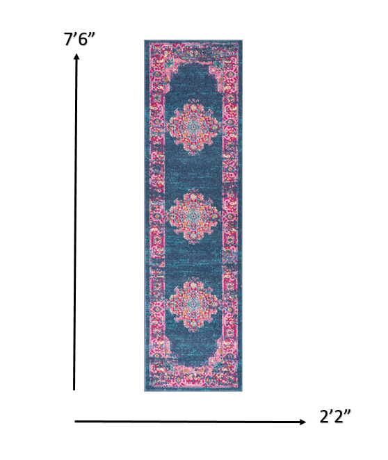 10' Blue Dhurrie Runner Rug