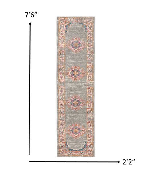 10' Gray Power Loom Runner Rug