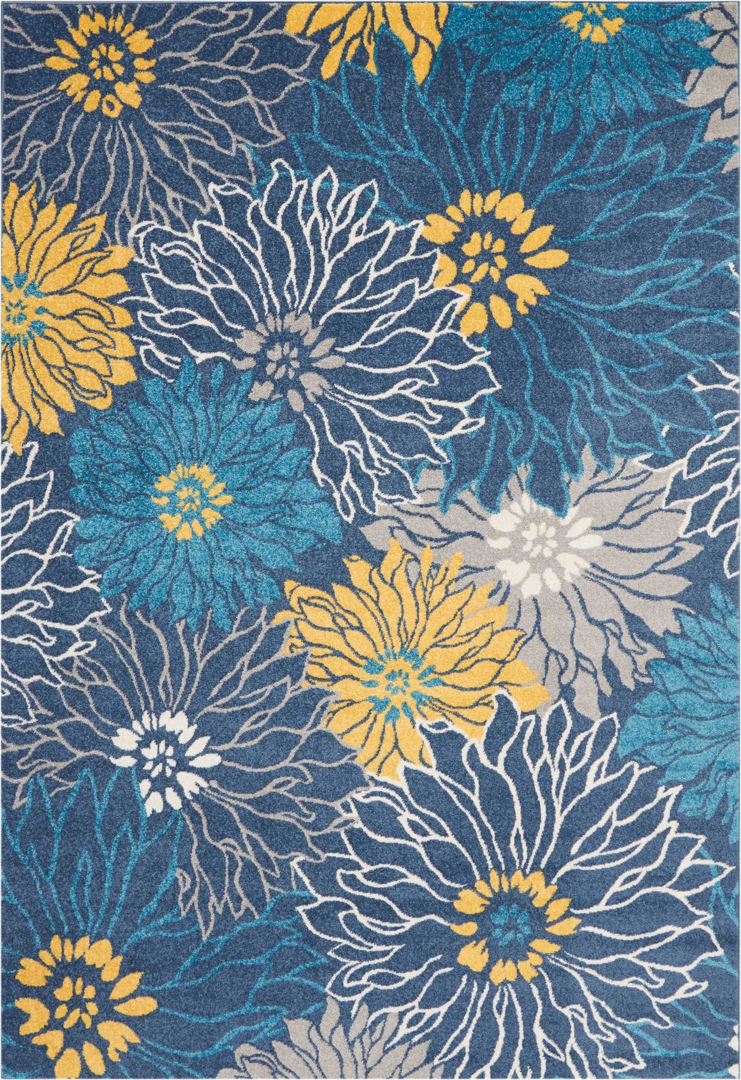 10' Blue Floral Power Loom Runner Rug