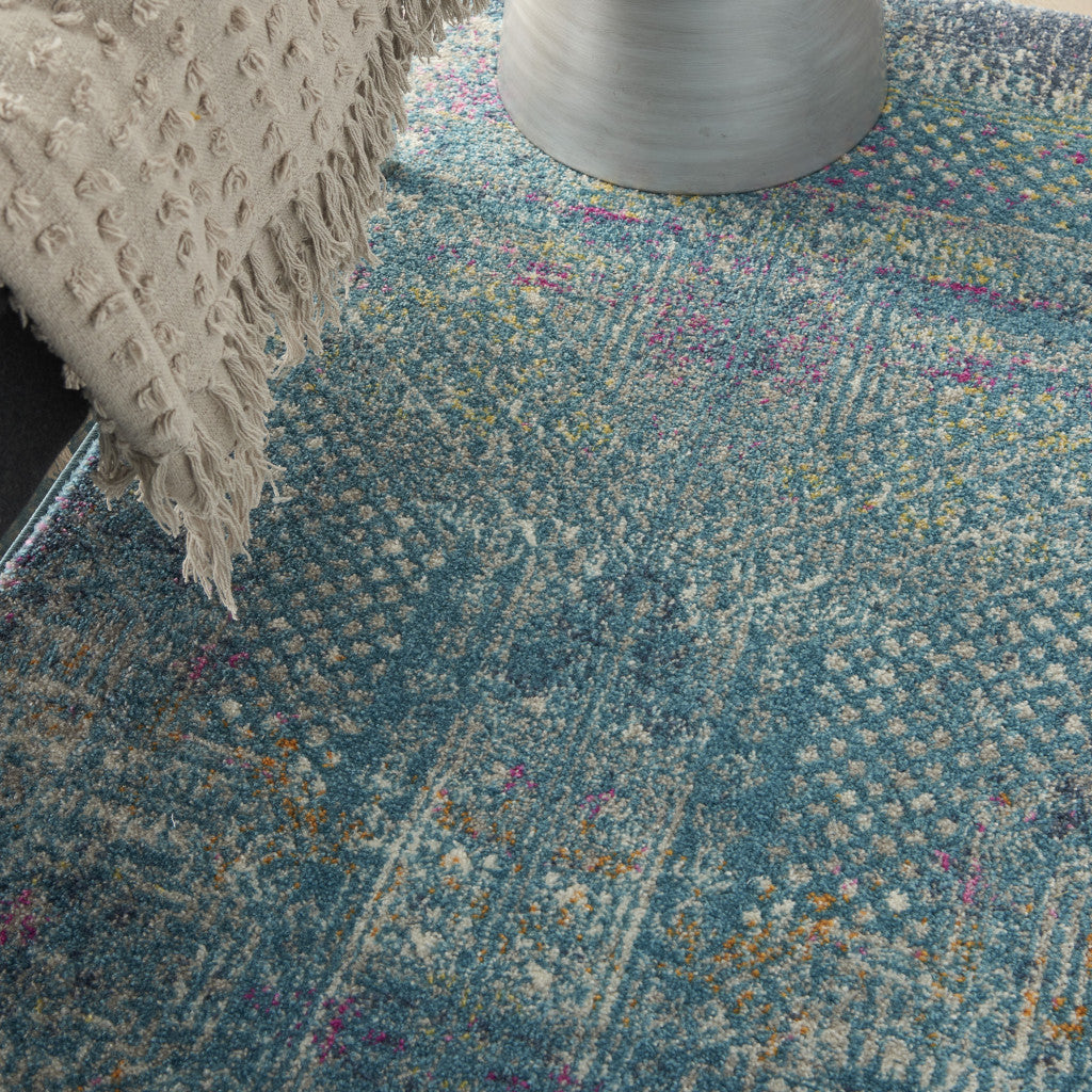 10' Blue Southwestern Power Loom Runner Rug