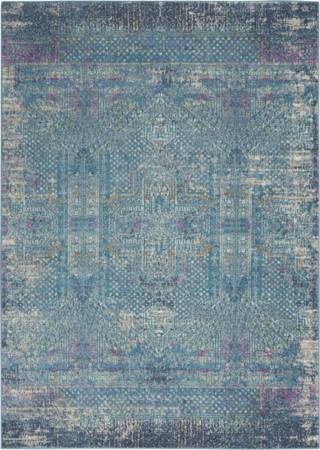 10' Blue Southwestern Power Loom Runner Rug