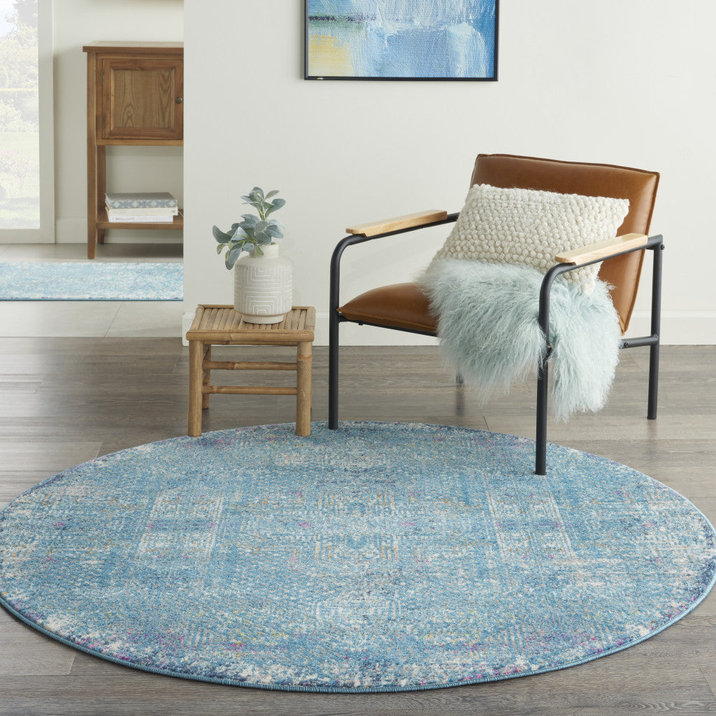 10' Blue Southwestern Power Loom Runner Rug