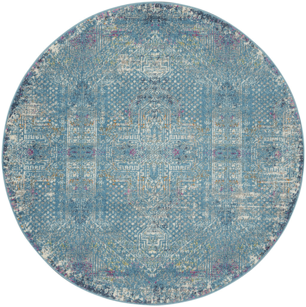 10' Blue Southwestern Power Loom Runner Rug