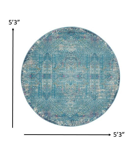 10' Blue Southwestern Power Loom Runner Rug