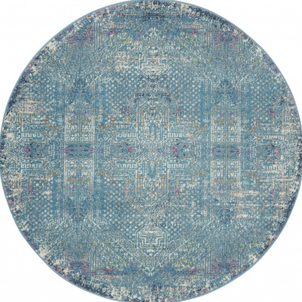 10' Blue Southwestern Power Loom Runner Rug