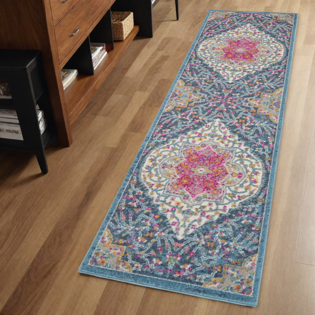 10' Blue Dhurrie Runner Rug