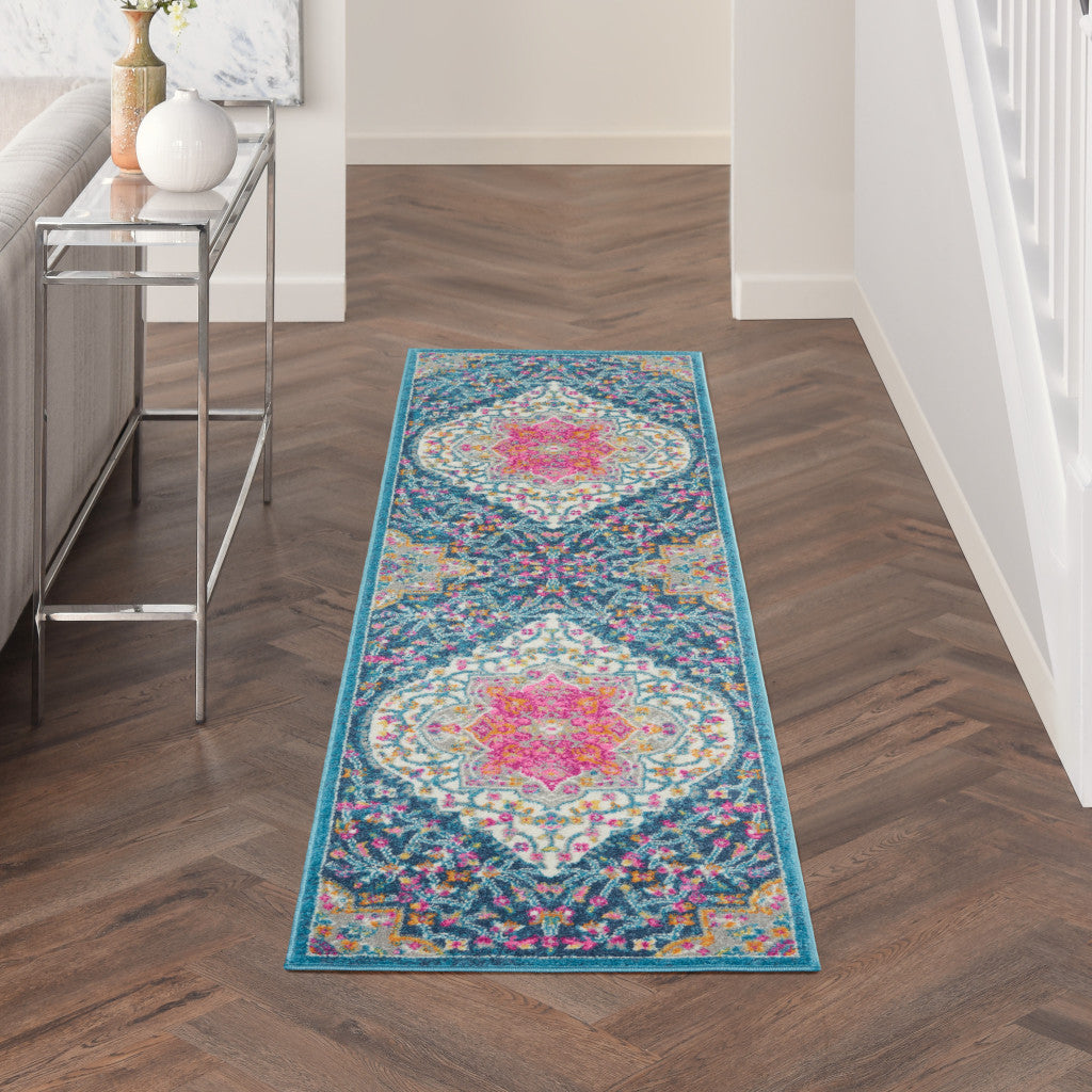 10' Blue Dhurrie Runner Rug