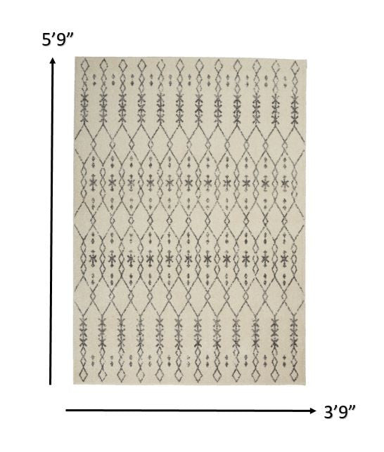 10' Gray Geometric Power Loom Runner Rug