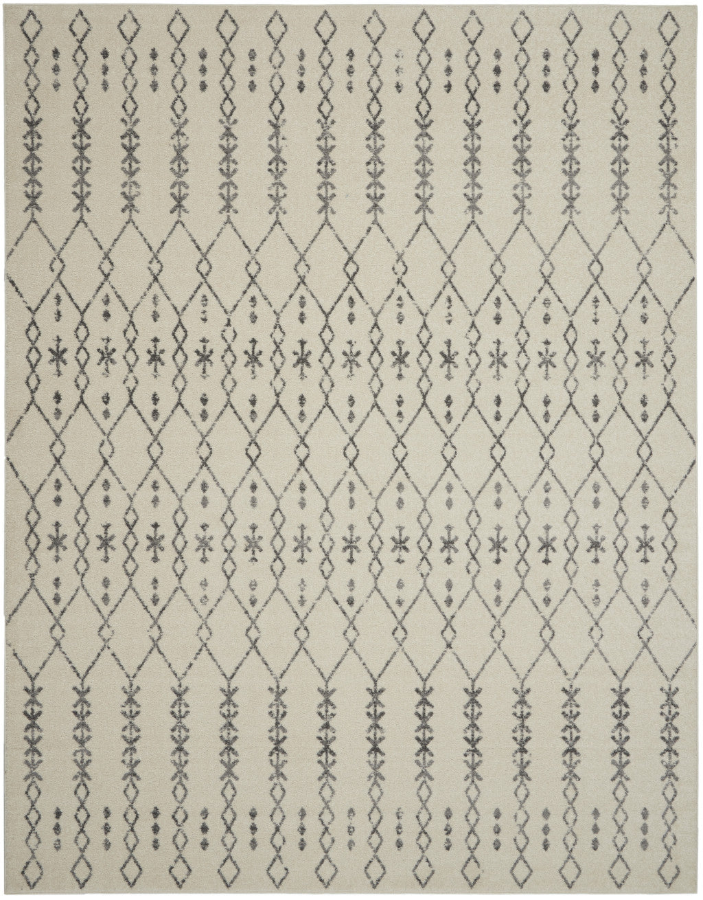 10' Gray Geometric Power Loom Runner Rug