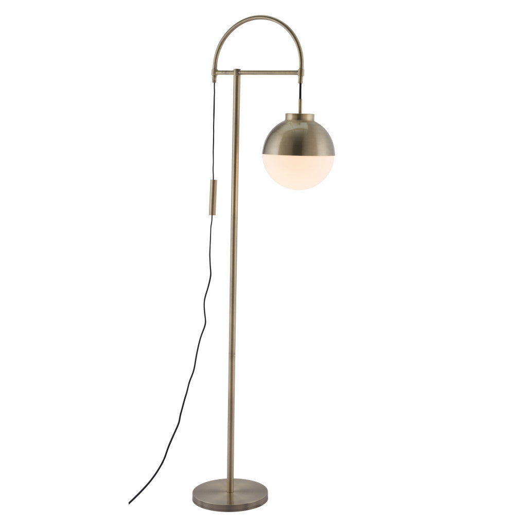 White and Brushed Bronze Crossed Floor Lamp