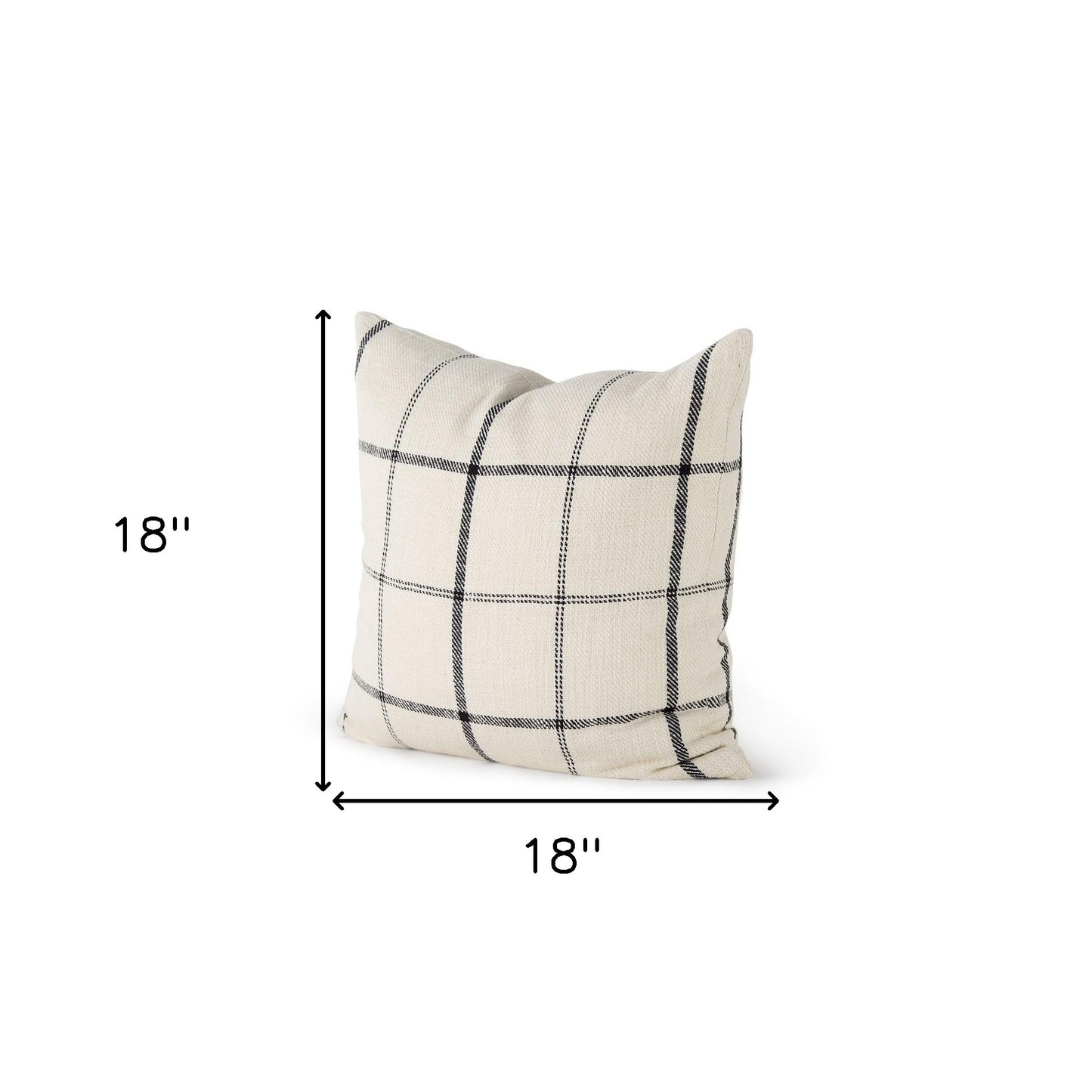 1" Beige and Black Linen Pillow Cover