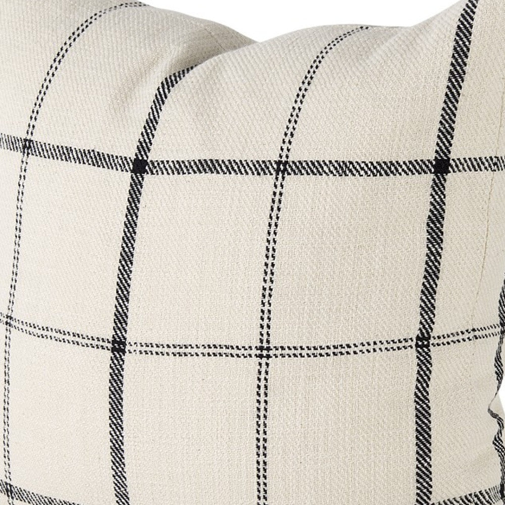 1" Beige and Black Linen Pillow Cover