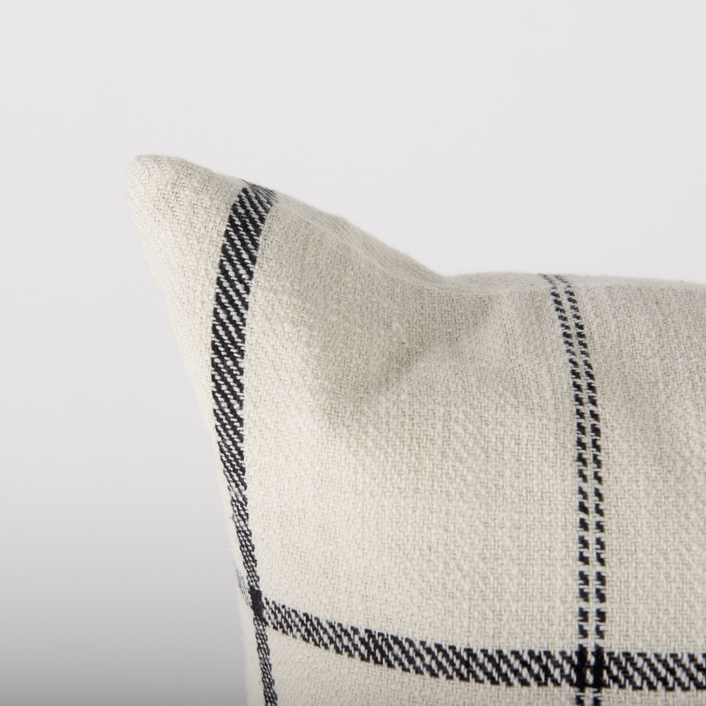 1" Beige and Black Linen Pillow Cover