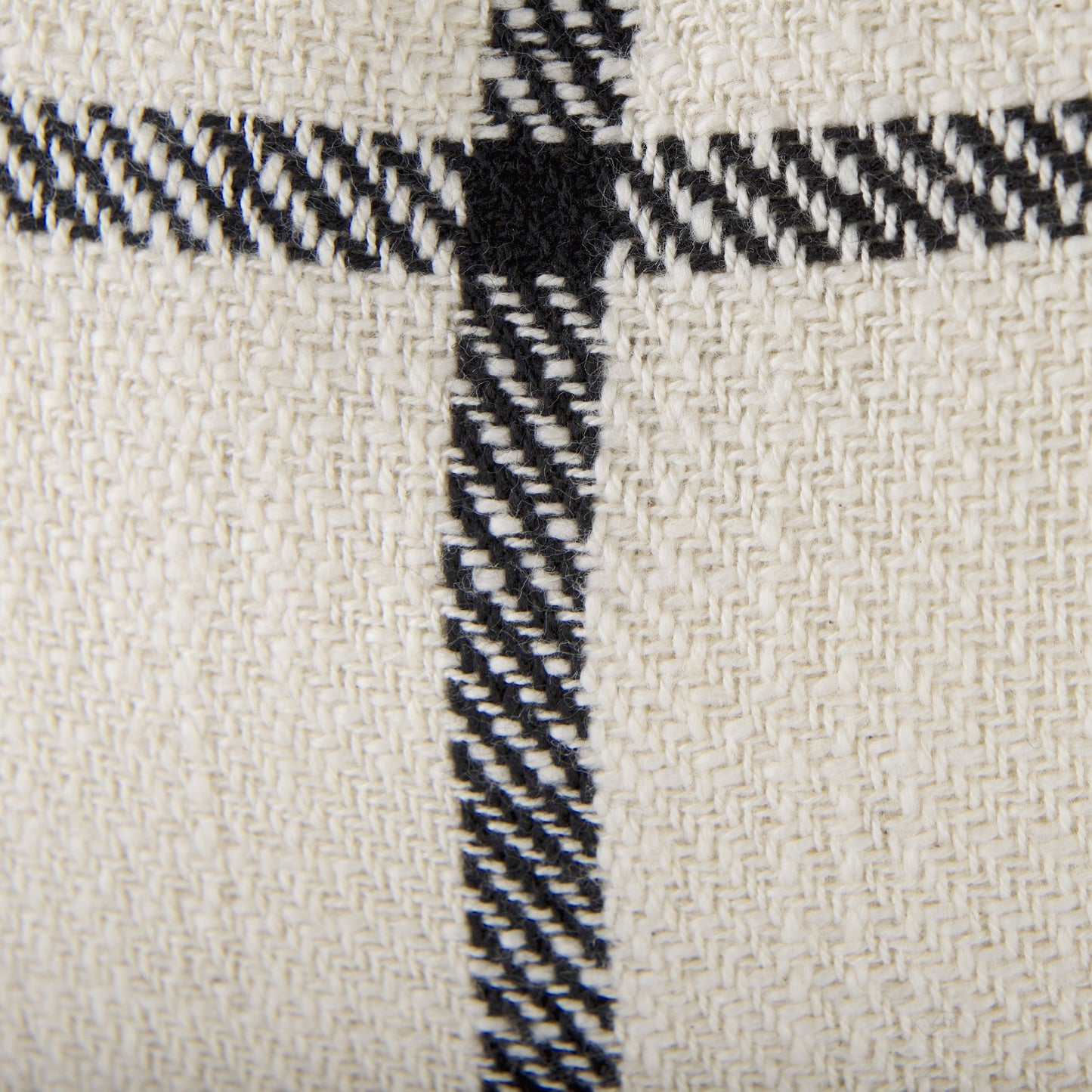 1" Beige and Black Linen Pillow Cover