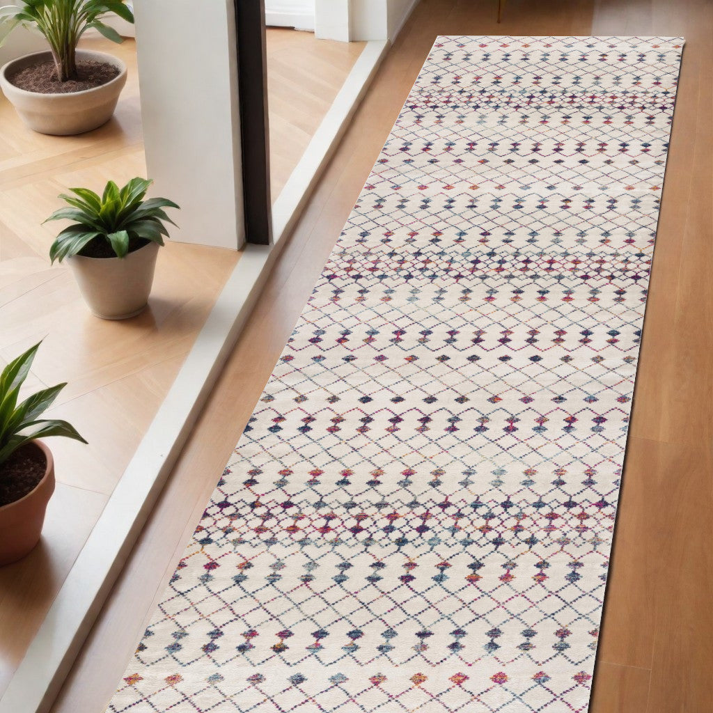 10' Cream Ikat Area Rug