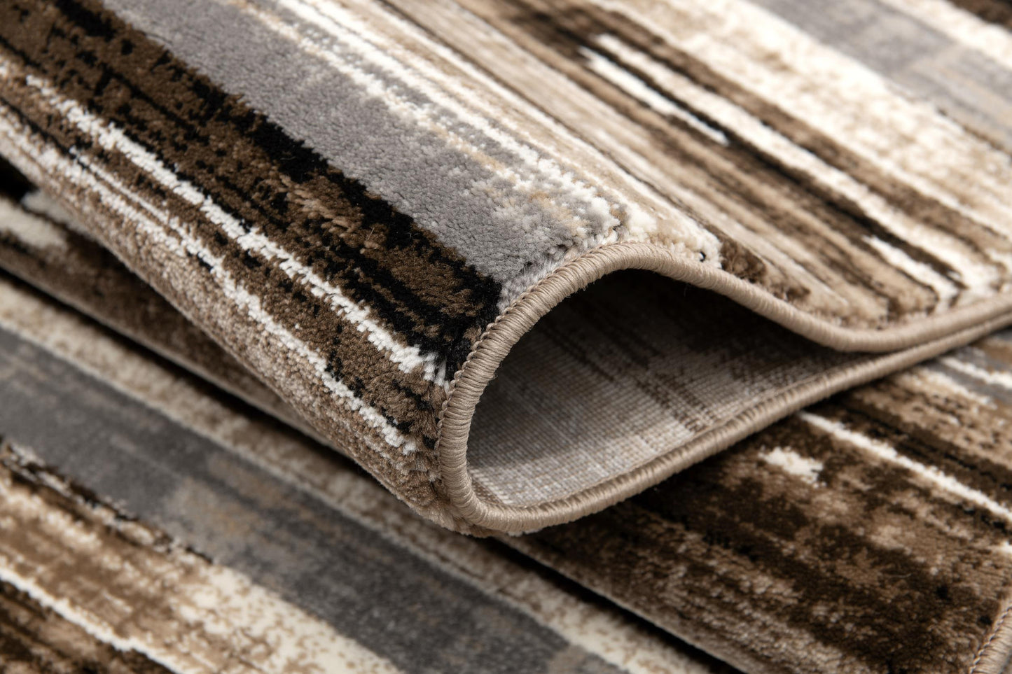 10' Beige Brown and Gray Abstract Runner Rug