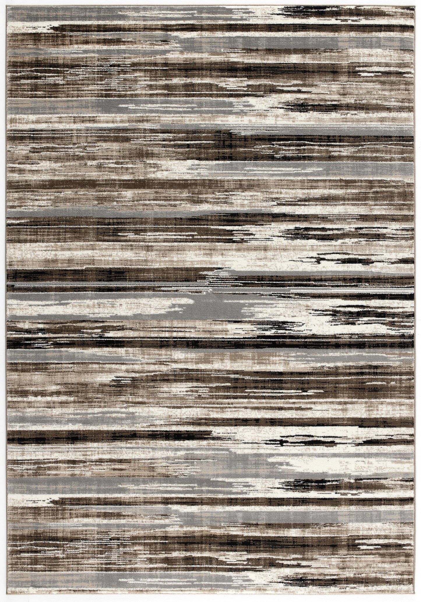 10' Beige Brown and Gray Abstract Runner Rug