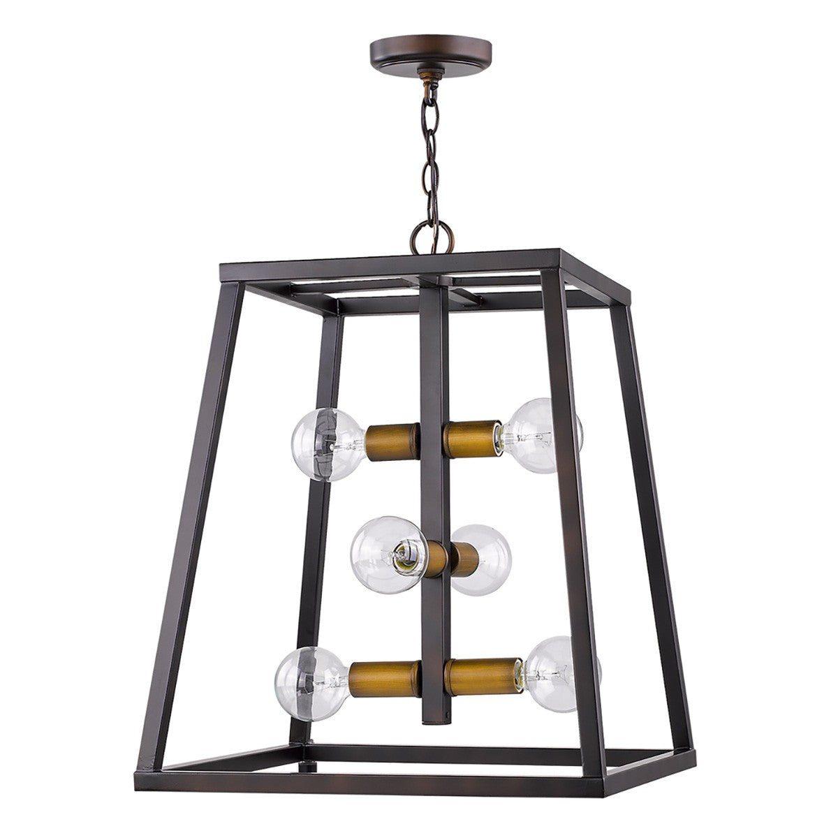 Tiberton 6-Light Oil-Rubbed Bronze Foyer Pendant With Antique Brass Sockets