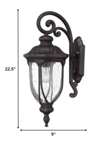 XL Black Cast Aluminum Glass Lantern Wall Sconce