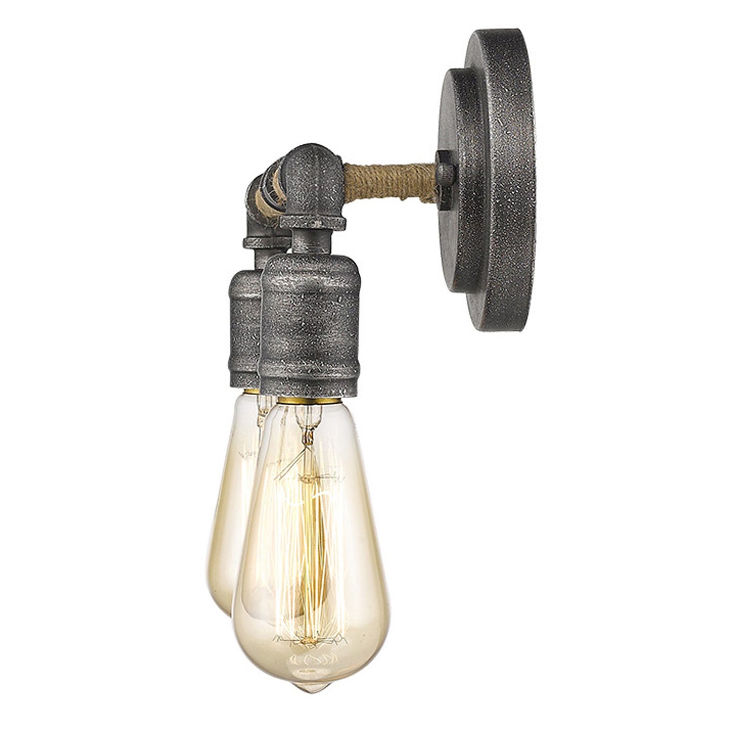 Two Light Industrial Textured Gray Wall Light