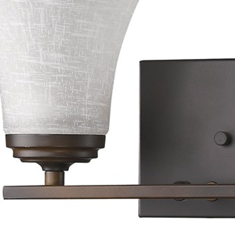 Two Light Bronze Wall Light with Tapered Glass Shade