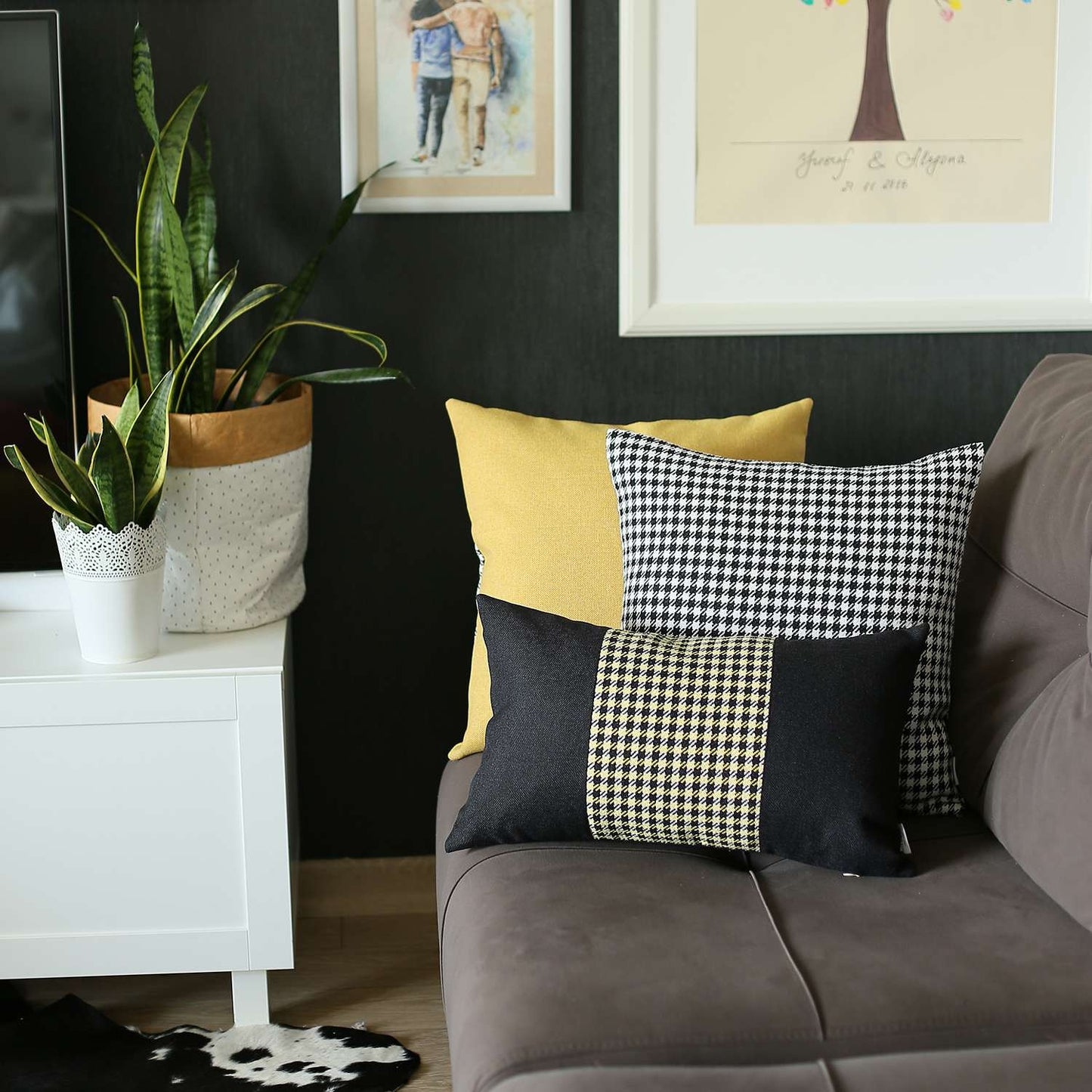 Yellow Solid Lumbar Throw Pillow