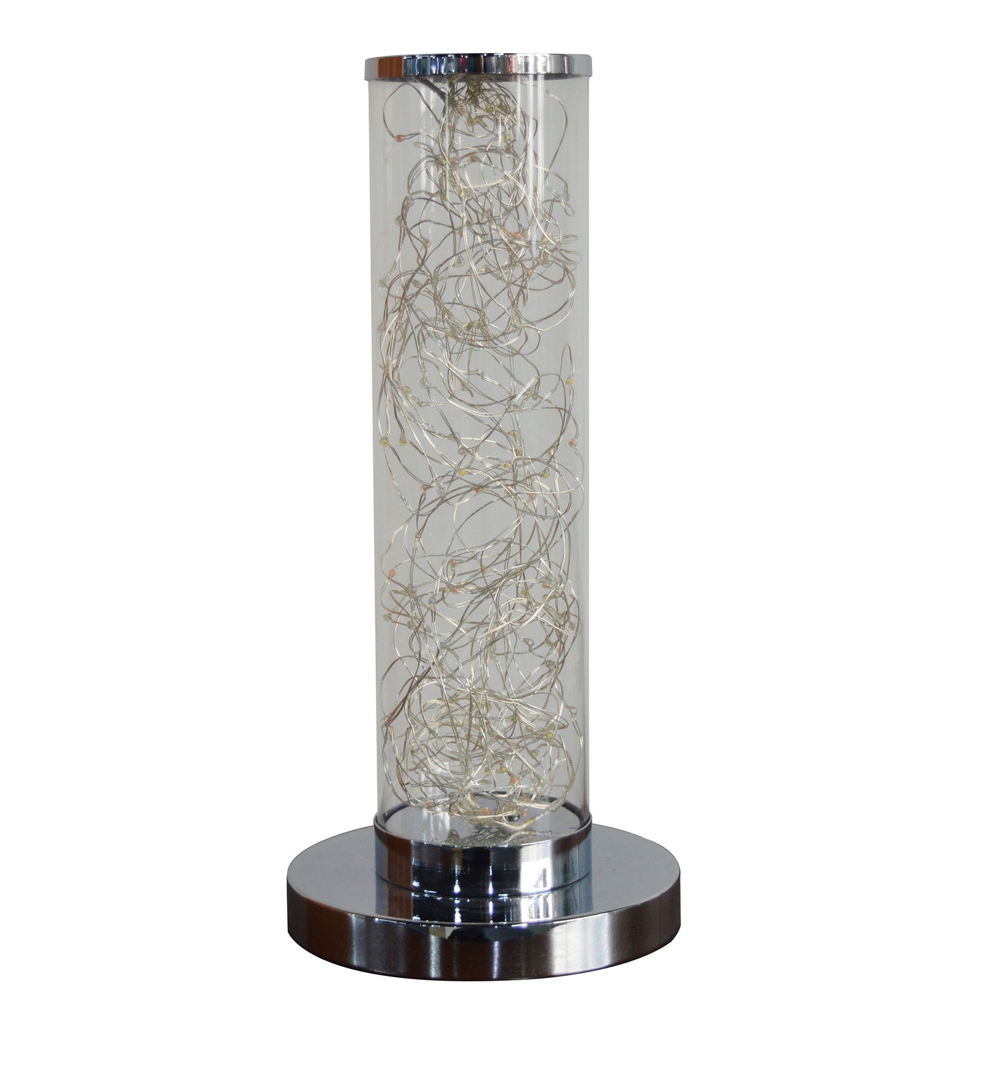 13" Silver Metal Column LED Table Lamp