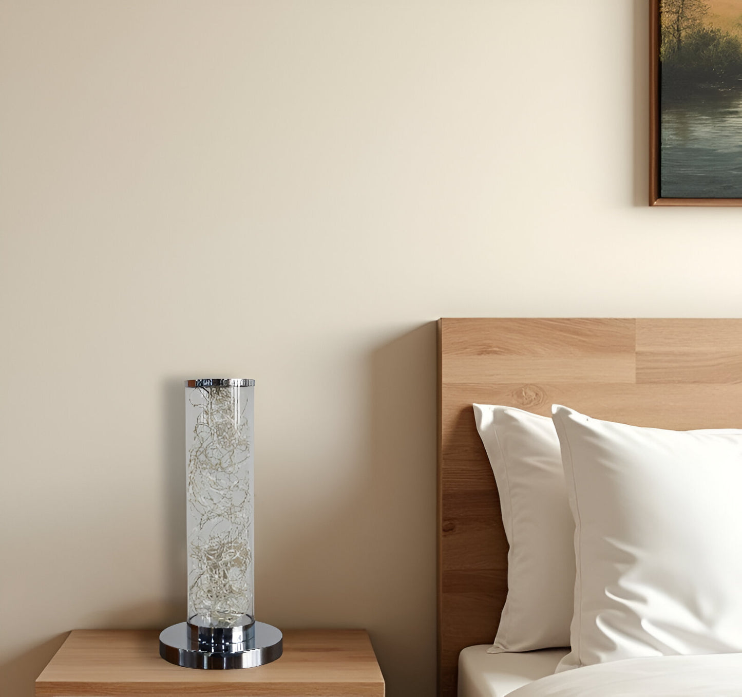 13" Silver Metal Column LED Table Lamp