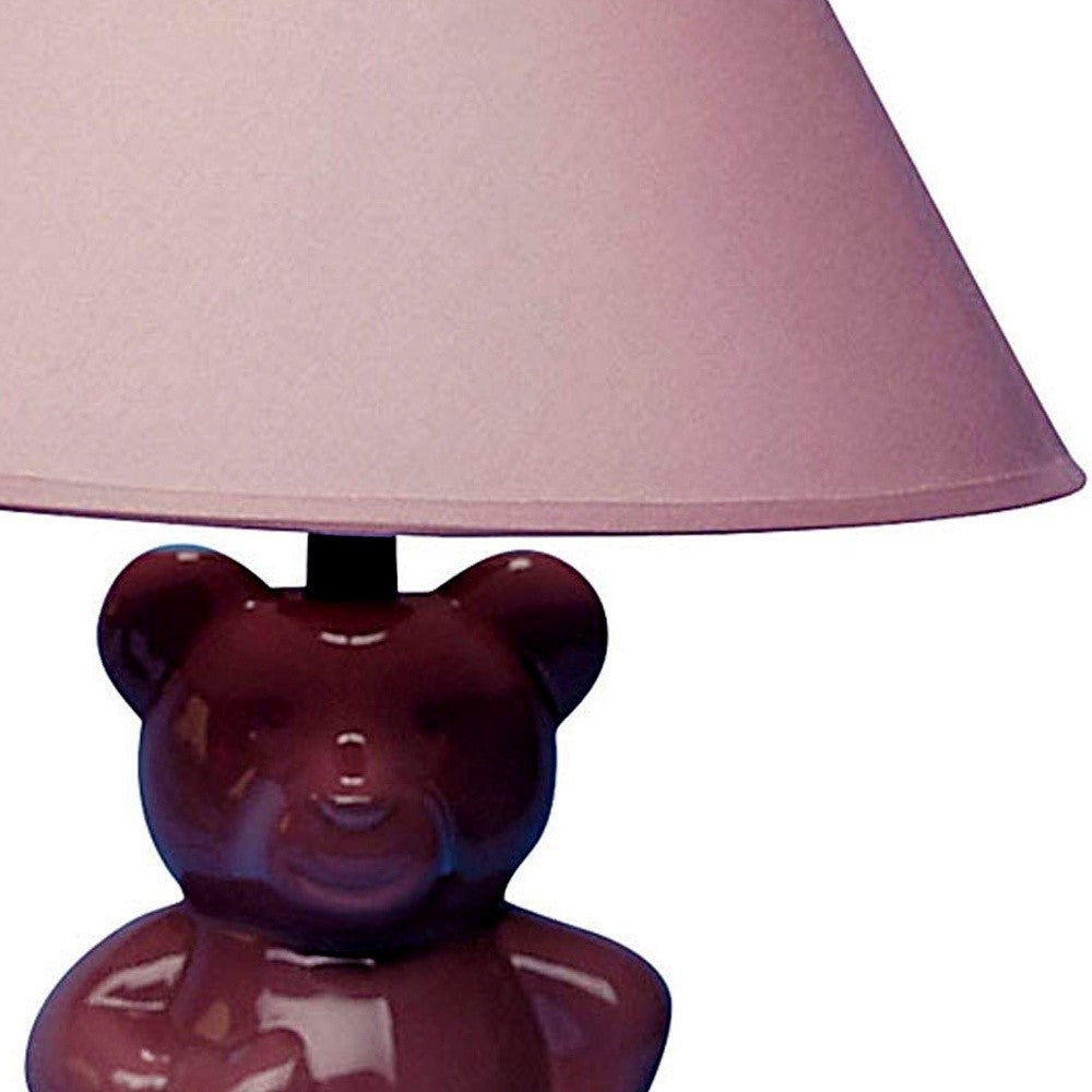 13" Pink Bedside Table Lamp With Pink Empire Shade