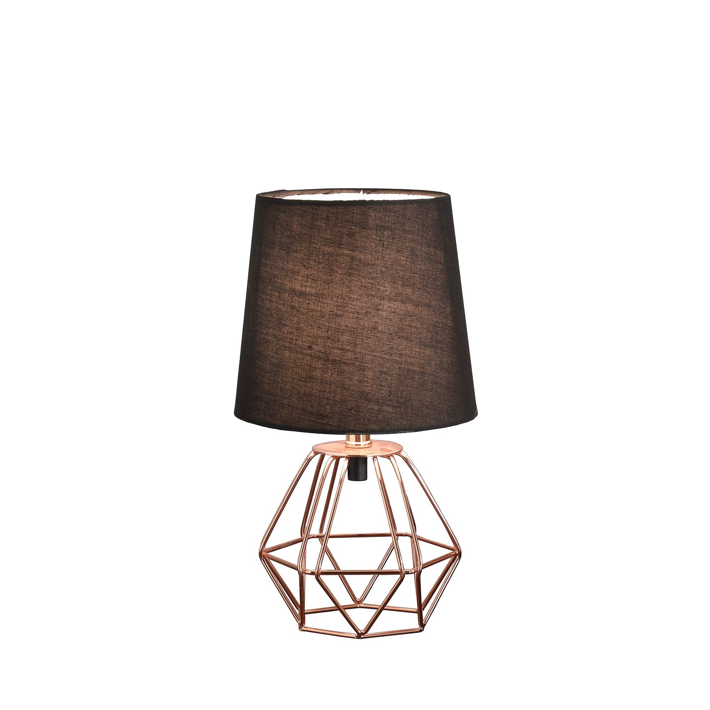 11" Copper Bedside Table Lamp With Black Empire Shade