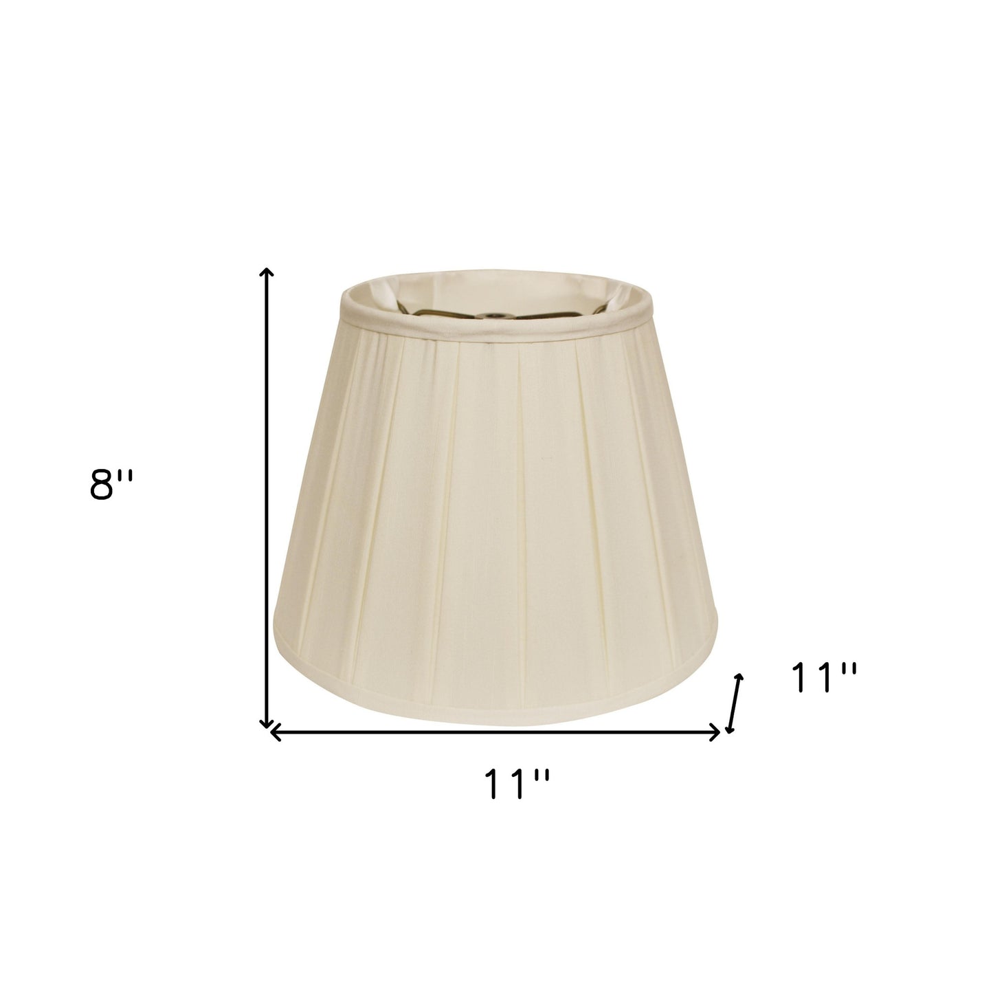 11" Ivory Slanted Crimped Box Shantung Lampshade