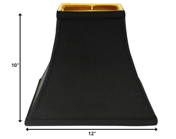 12" Black with Gold Lining Square Bell Shantung Lampshade