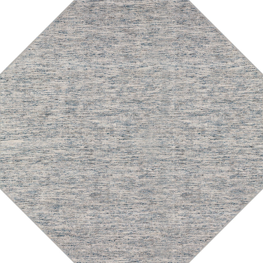 10' Blue and Ivory Octagon Wool Hand Loomed Area Rug