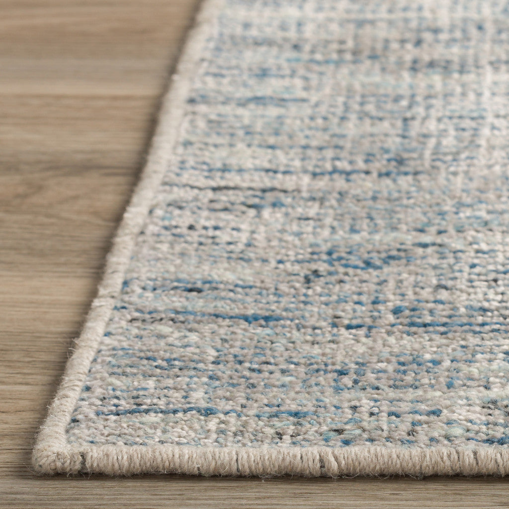 10' Blue Square Wool Hand Loomed Handmade Area Rug