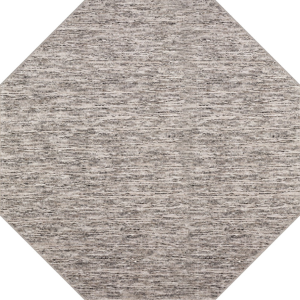 10' Beige and Black Octagon Wool Hand Loomed Area Rug