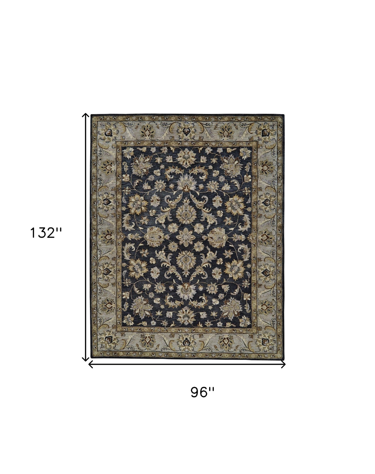 10' Blue Gray And Taupe Wool Floral Tufted Handmade Stain Resistant Runner Rug