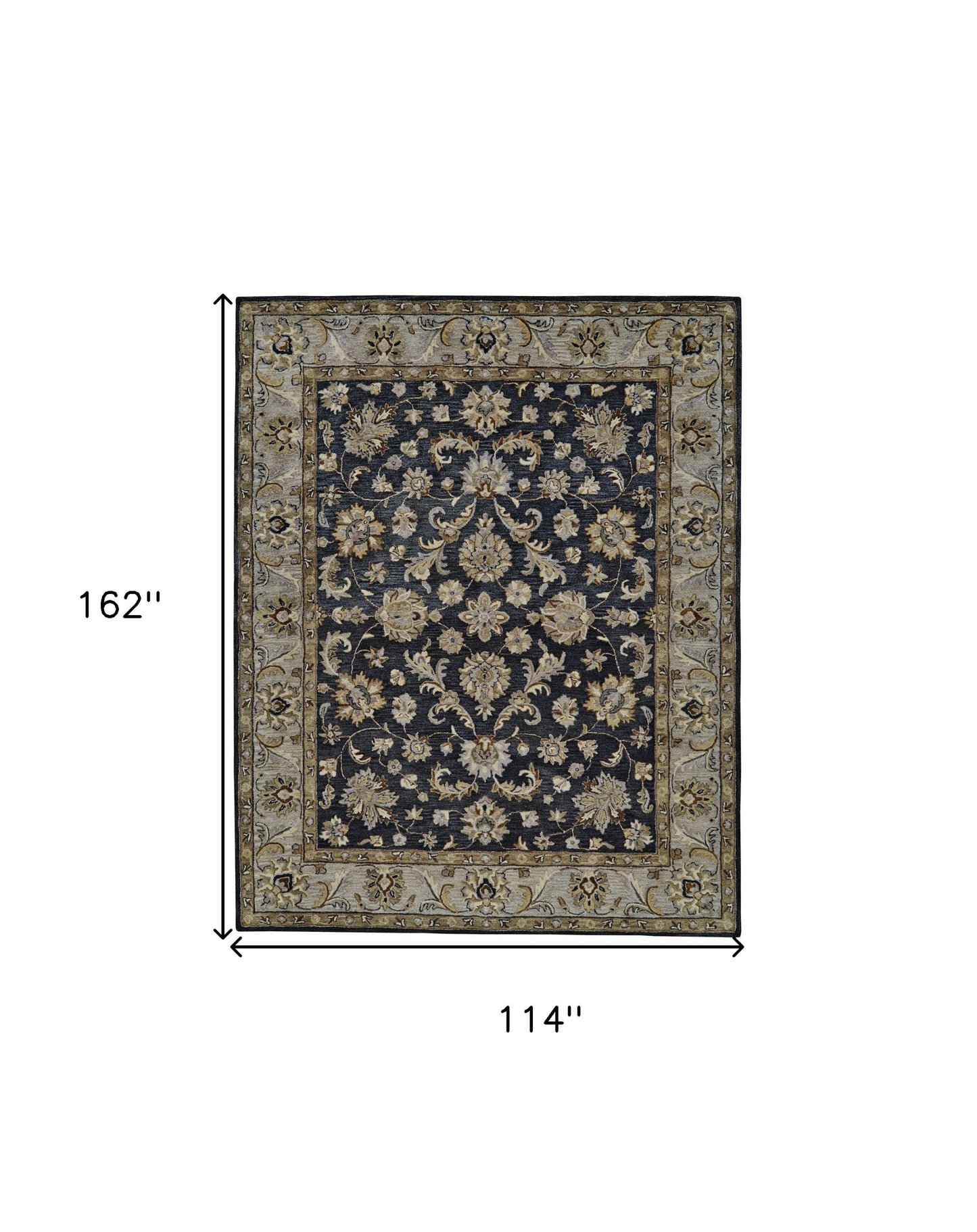 10' Blue Gray And Taupe Wool Floral Tufted Handmade Stain Resistant Runner Rug