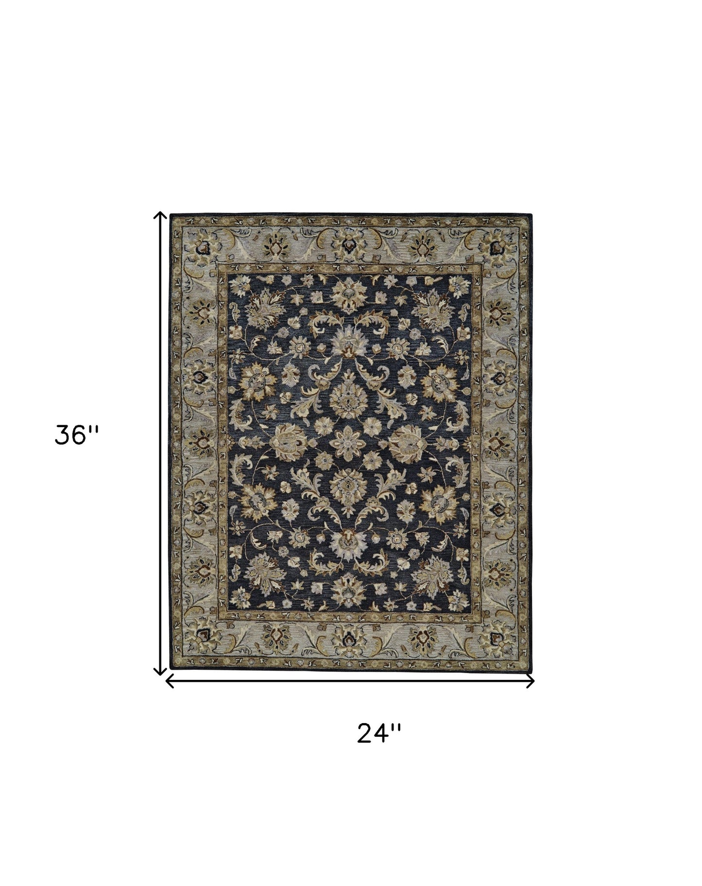 10' Blue Gray And Taupe Wool Floral Tufted Handmade Stain Resistant Runner Rug