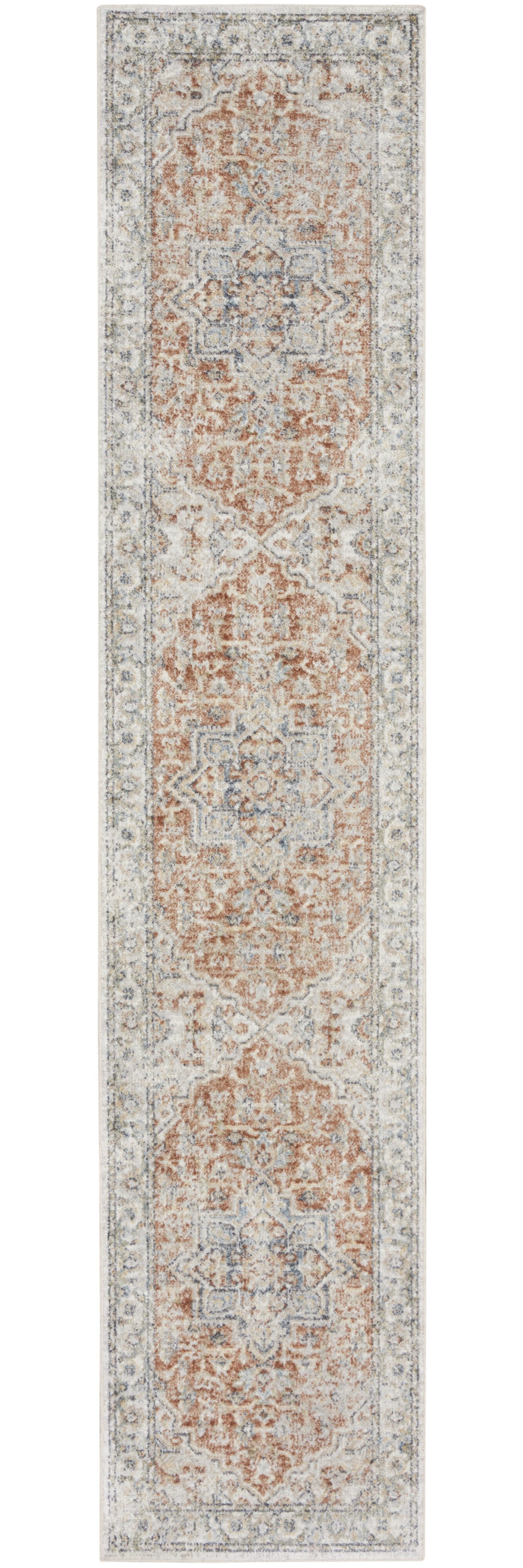 10' Gold and Ivory Oriental Power Loom Washable Runner Rug