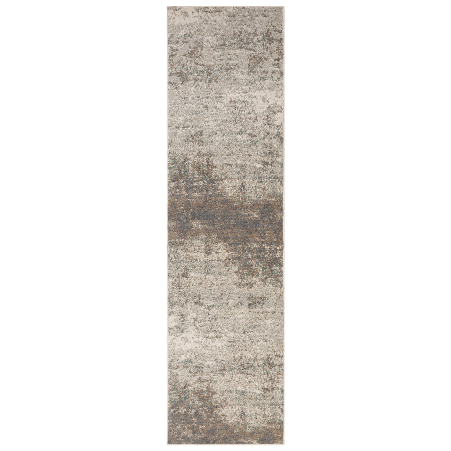 10' Gray and Dark Gray Abstract Power Loom Runner Rug