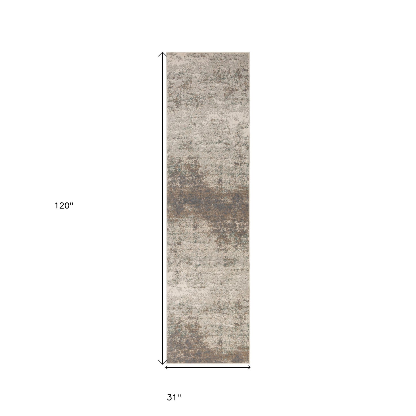 10' Gray and Dark Gray Abstract Power Loom Runner Rug