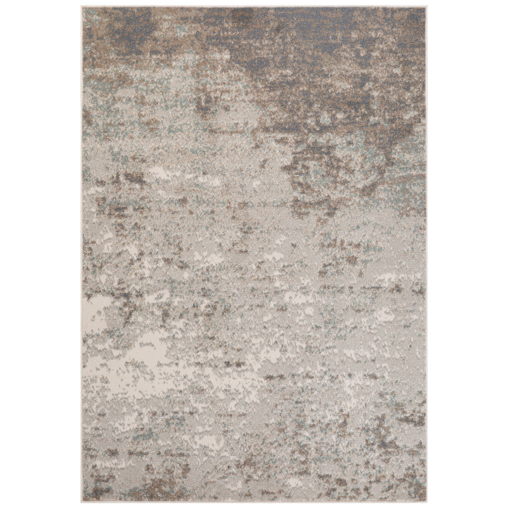 10' Gray and Dark Gray Abstract Power Loom Runner Rug