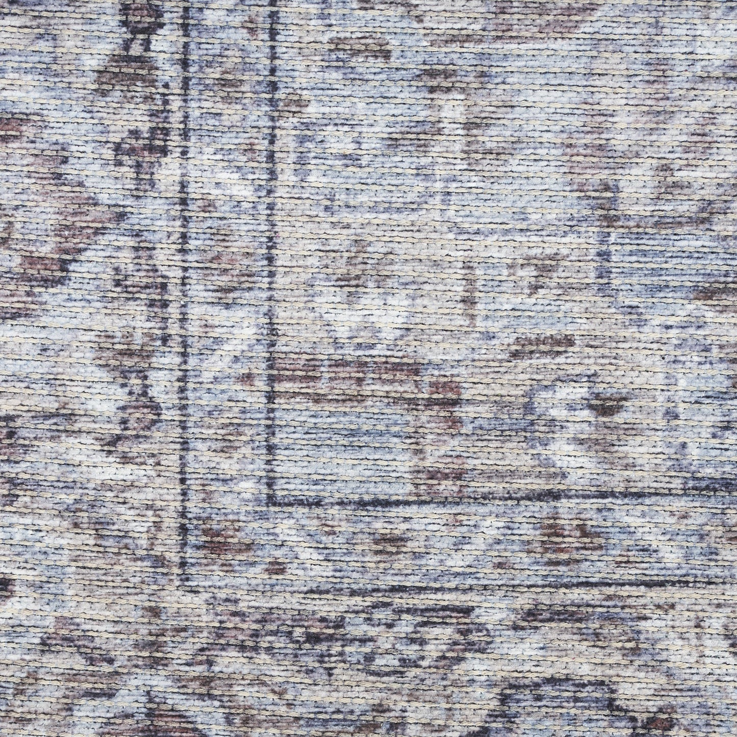 10' Beige and Ivory Floral Power Loom Distressed Washable Runner Rug